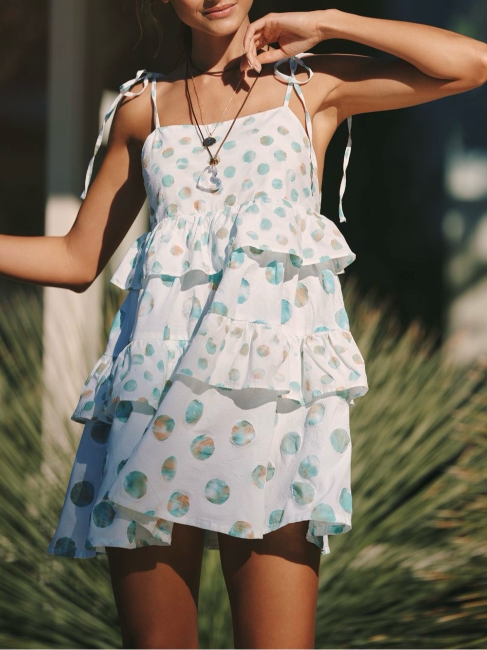 Celandine Tiered Mini Cotton Apron Dress Size Medium